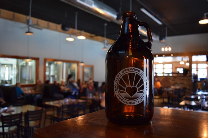 Beer bottle on the bar at Big Hart Brewing