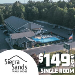 Sierra Sands Family Lodge within walking distance of shops in Silver Lake, Michigan